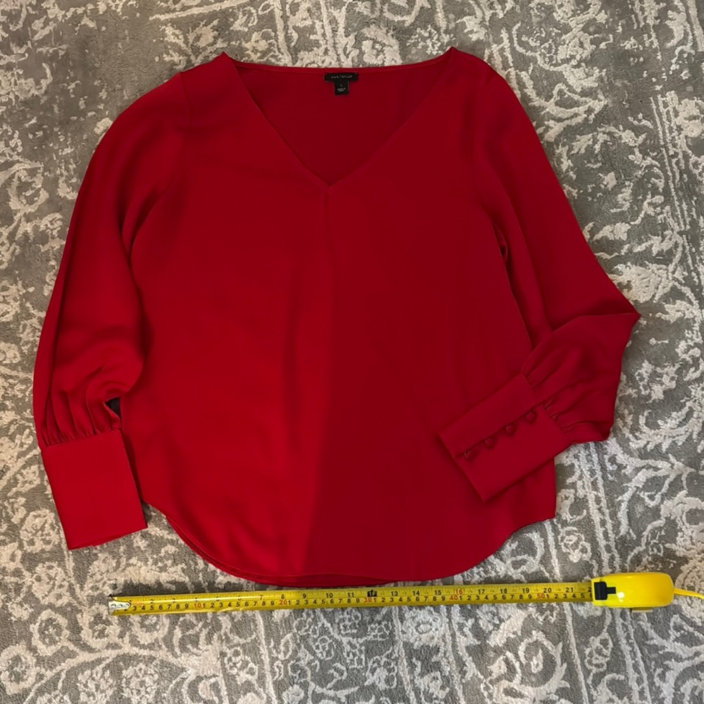 Ann Taylor Red V-Neck Blouse NWOT